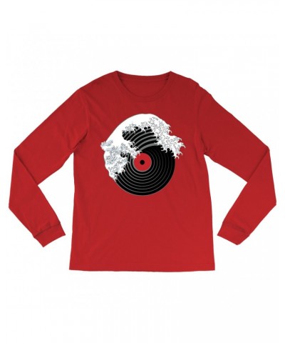 Music Life Long Sleeve Shirt | Vinyl Great Wave Shirt $2.66 Shirts