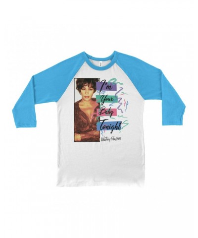 Whitney Houston 3/4 Sleeve Baseball Tee | I'm Your Baby Tonight Pastel Party Shirt $10.79 Shirts