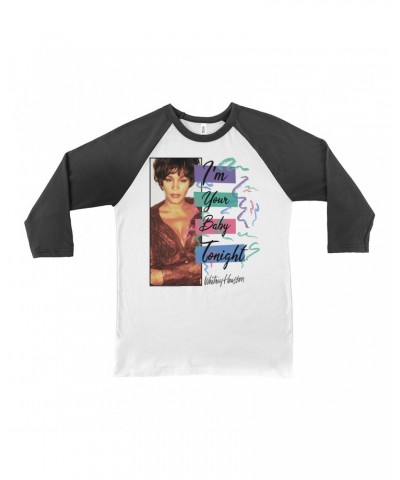 Whitney Houston 3/4 Sleeve Baseball Tee | I'm Your Baby Tonight Pastel Party Shirt $10.79 Shirts