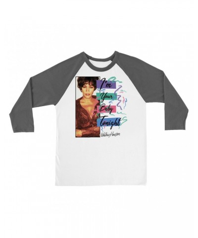 Whitney Houston 3/4 Sleeve Baseball Tee | I'm Your Baby Tonight Pastel Party Shirt $10.79 Shirts