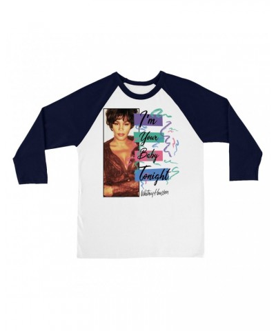 Whitney Houston 3/4 Sleeve Baseball Tee | I'm Your Baby Tonight Pastel Party Shirt $10.79 Shirts