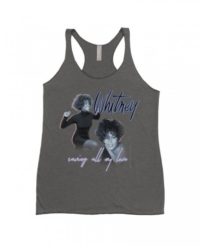 Whitney Houston Ladies' Tank Top | Saving All My Love Pastel Photo Collage Shirt $6.55 Shirts