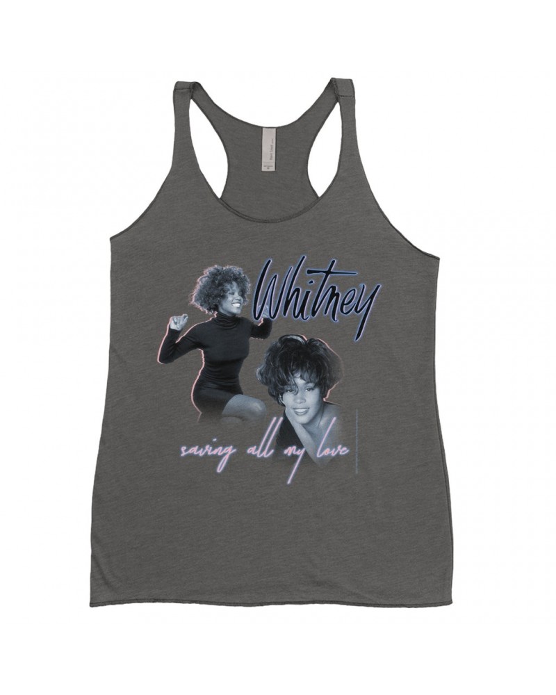 Whitney Houston Ladies' Tank Top | Saving All My Love Pastel Photo Collage Shirt $6.55 Shirts