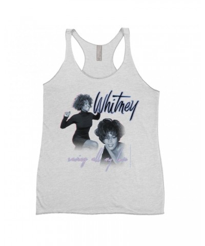 Whitney Houston Ladies' Tank Top | Saving All My Love Pastel Photo Collage Shirt $6.55 Shirts