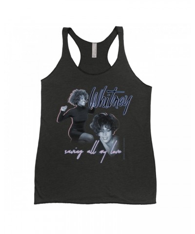 Whitney Houston Ladies' Tank Top | Saving All My Love Pastel Photo Collage Shirt $6.55 Shirts