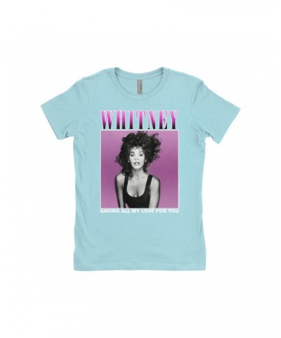 Whitney Houston Ladies' Boyfriend T-Shirt | Saving All My Love For You Ombre Purple Design Shirt $9.59 Shirts