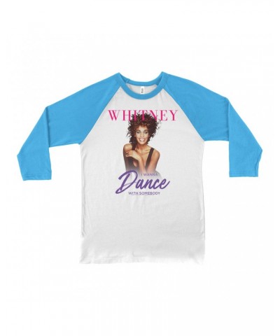 Whitney Houston 3/4 Sleeve Baseball Tee | I Wanna Dance With Somebody Purple Pink Design Shirt $9.11 Shirts