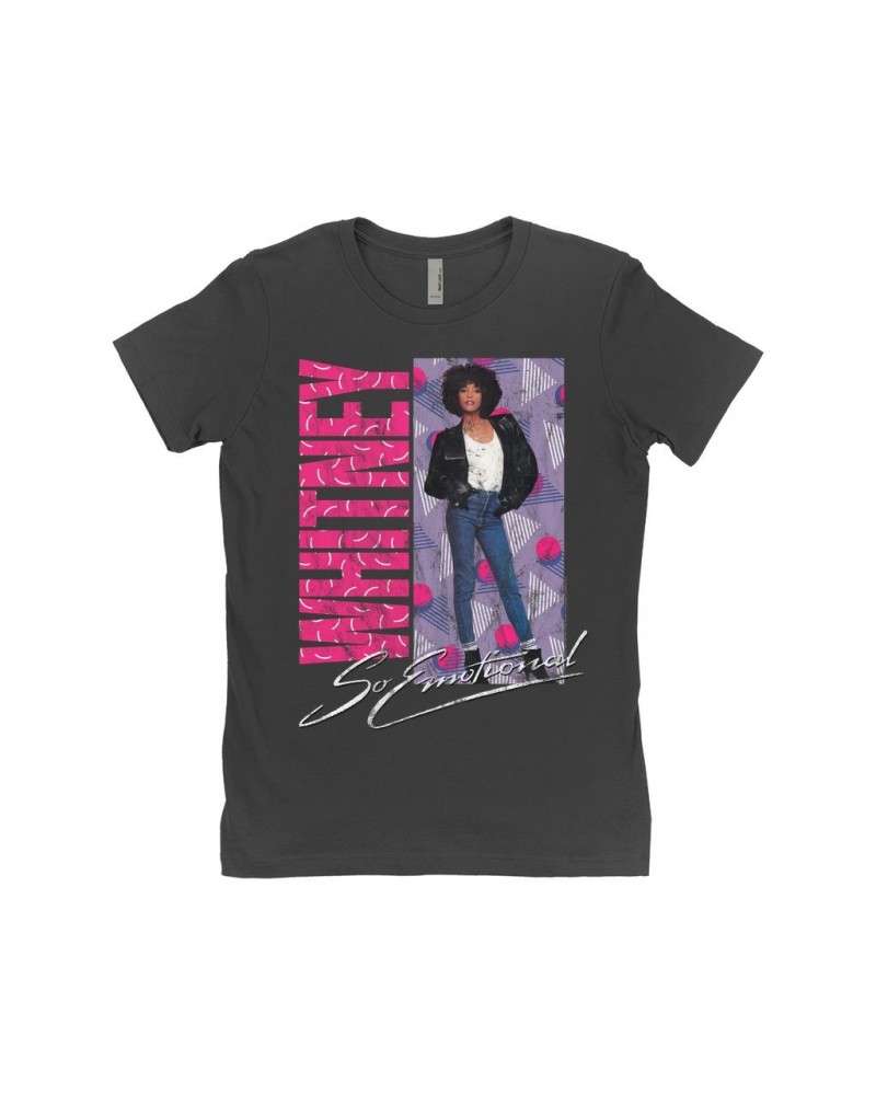 Whitney Houston Ladies' Boyfriend T-Shirt | So Emotional Pattern Design Shirt $9.35 Shirts