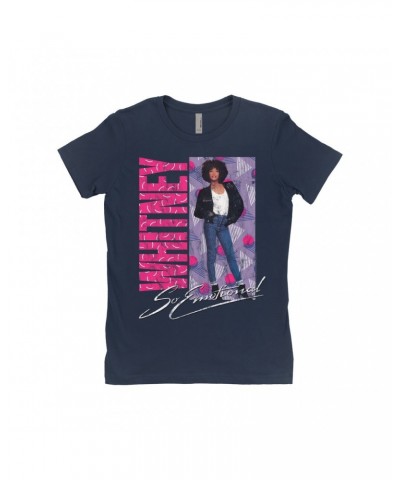 Whitney Houston Ladies' Boyfriend T-Shirt | So Emotional Pattern Design Shirt $9.35 Shirts