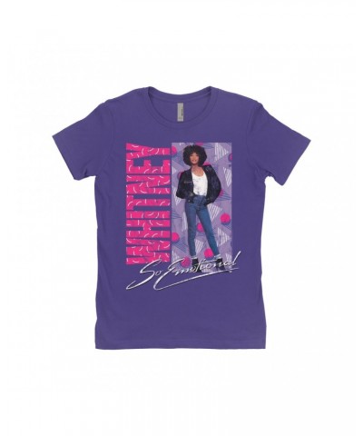 Whitney Houston Ladies' Boyfriend T-Shirt | So Emotional Pattern Design Shirt $9.35 Shirts