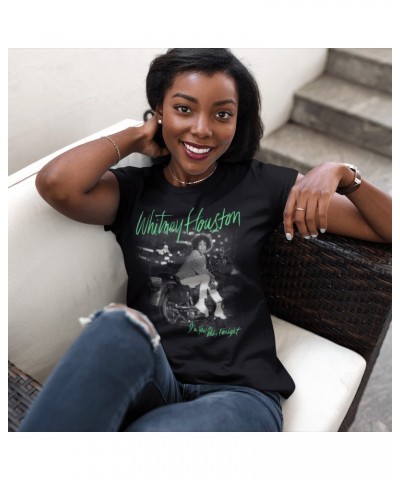 Whitney Houston Ladies' Boyfriend T-Shirt | I'm Your Baby Tonight Album Cover Green Design Shirt $7.19 Shirts