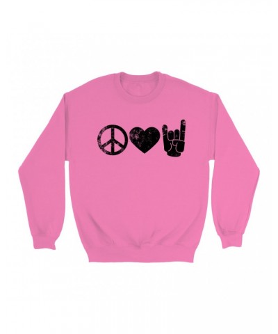 Music Life Colorful Sweatshirt | Peace Love Rock n' Roll Sweatshirt $6.43 Sweatshirts