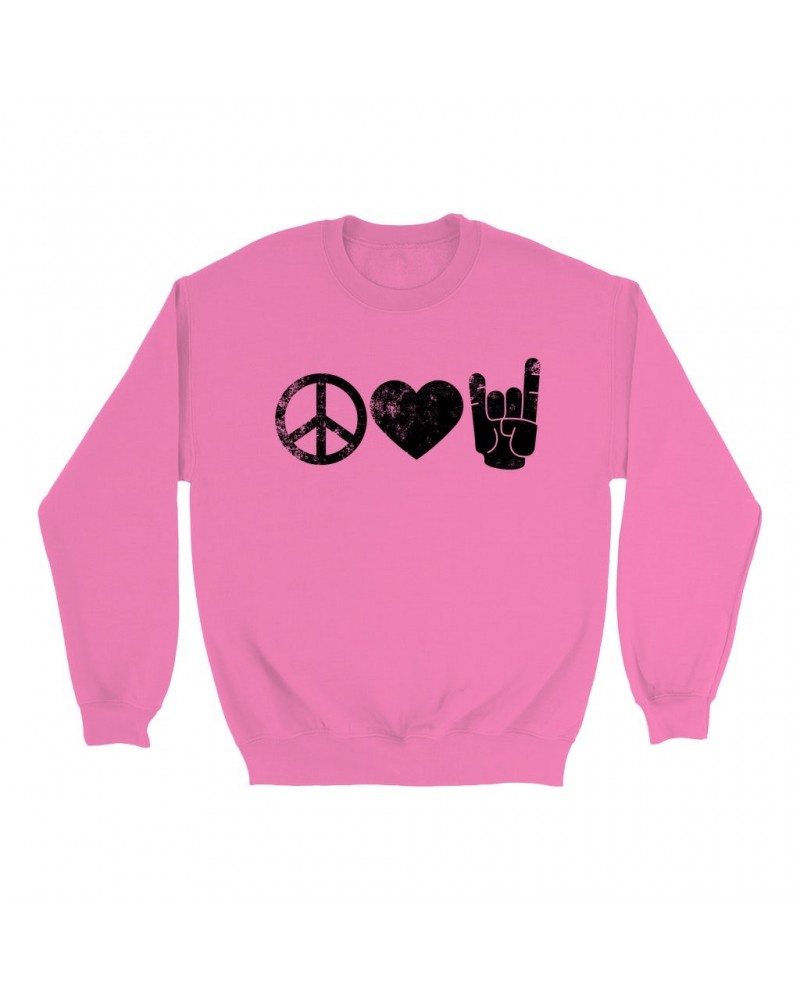 Music Life Colorful Sweatshirt | Peace Love Rock n' Roll Sweatshirt $6.43 Sweatshirts