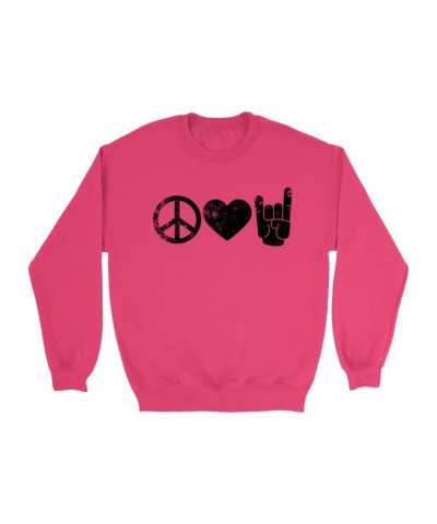 Music Life Colorful Sweatshirt | Peace Love Rock n' Roll Sweatshirt $6.43 Sweatshirts