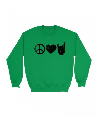 Music Life Colorful Sweatshirt | Peace Love Rock n' Roll Sweatshirt $6.43 Sweatshirts