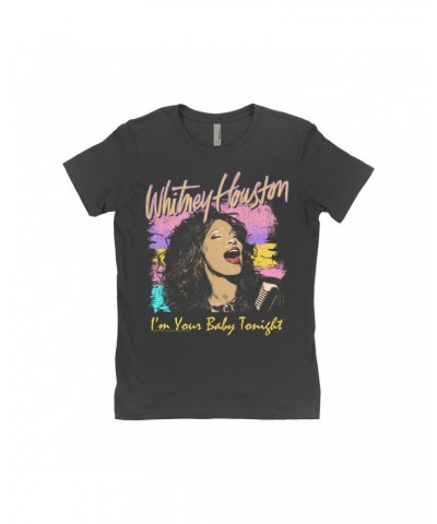 Whitney Houston Ladies' Boyfriend T-Shirt | I'm Your Baby Tonight Colorful Illustration Shirt $5.52 Shirts