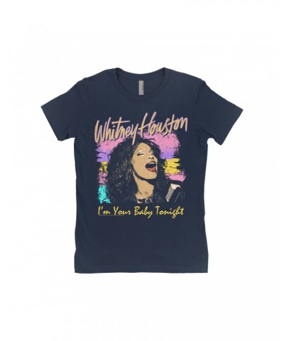 Whitney Houston Ladies' Boyfriend T-Shirt | I'm Your Baby Tonight Colorful Illustration Shirt $5.52 Shirts