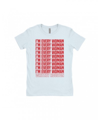 Whitney Houston Ladies' Boyfriend T-Shirt | I'm Every Woman Repeating Red Shirt $14.33 Shirts