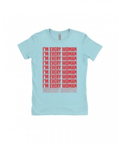 Whitney Houston Ladies' Boyfriend T-Shirt | I'm Every Woman Repeating Red Shirt $14.33 Shirts